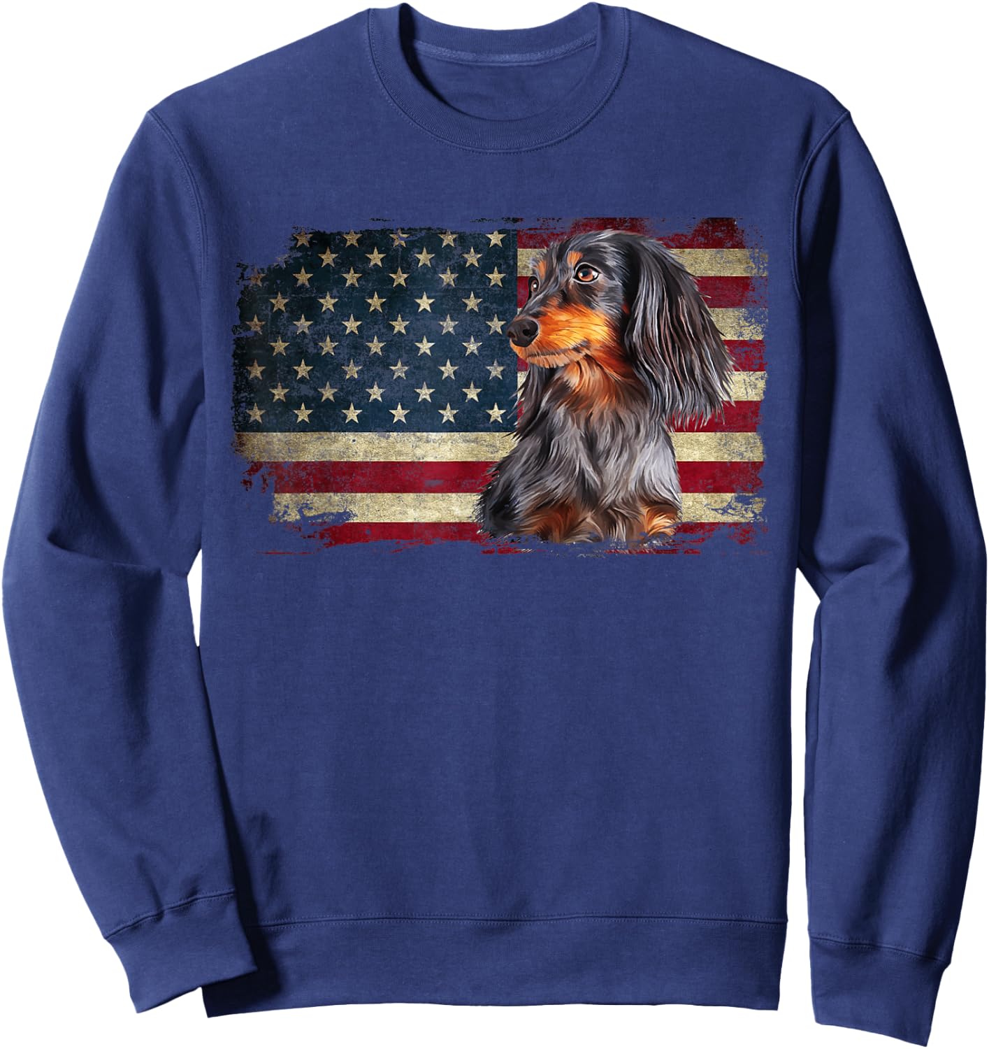 Dachshund USA Flag Patriotic Dog Lovers 4th Of July Sweatshirt - Sweatshirt | Navy