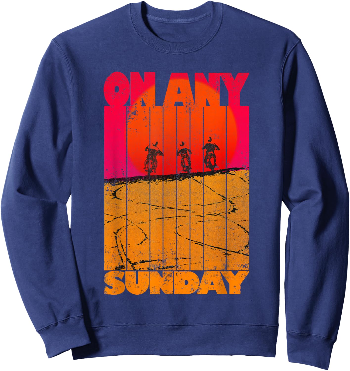 Endless Summer Vintage On Any Sunday - Men's Black Small Classic Fit Short Sleeve Sweatshirt - Sweatshirt | Navy