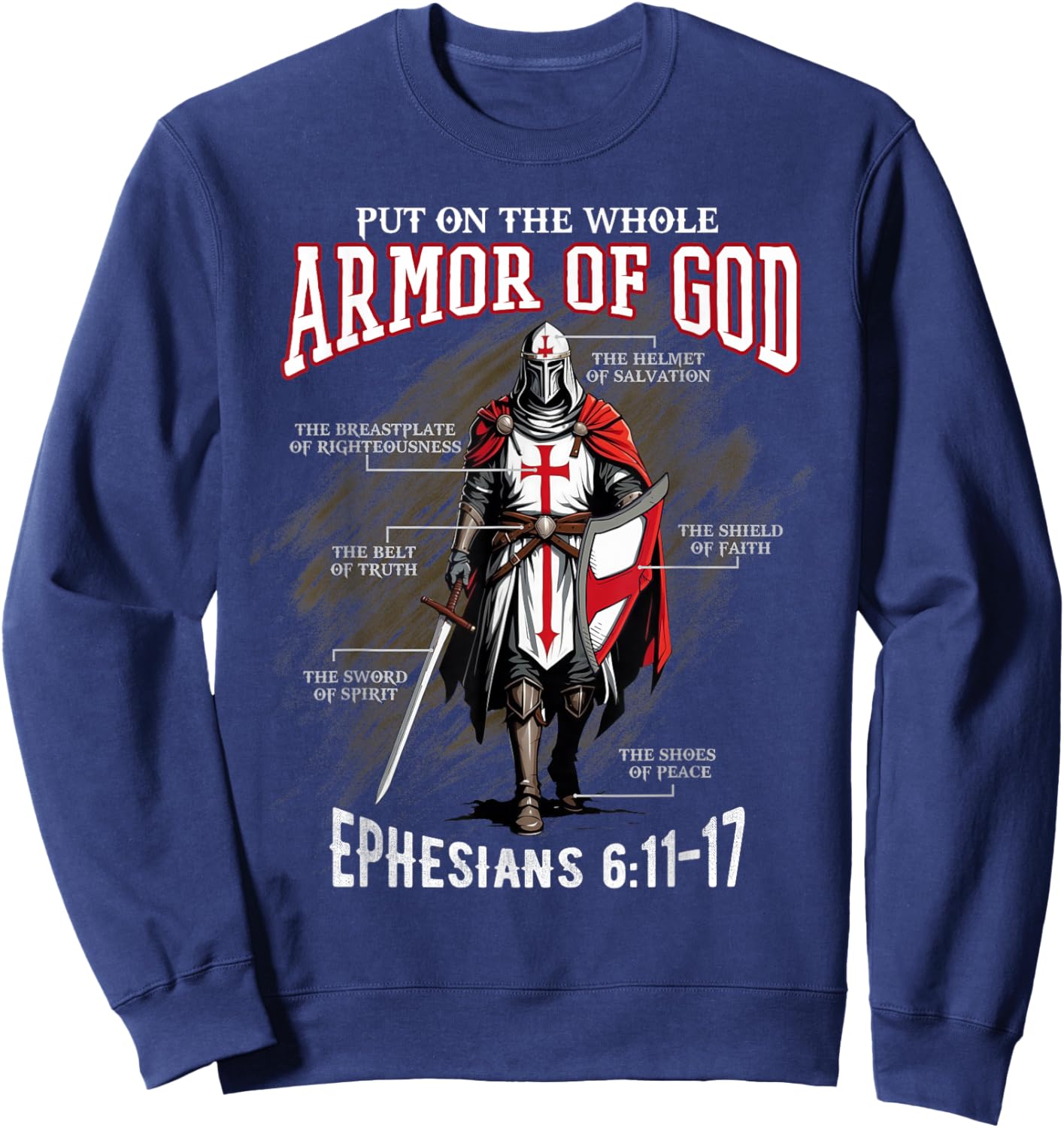Full Armor of God Men Women Kids Christian Bible Verse Gift Sweatshirt - Sweatshirt | Navy