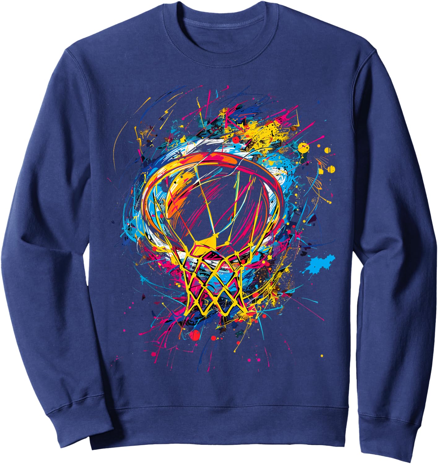 Colorful Basketball Tie Dye Color,Splash Hoop Net Slam Dunk Sweatshirt - Sweatshirt | Navy