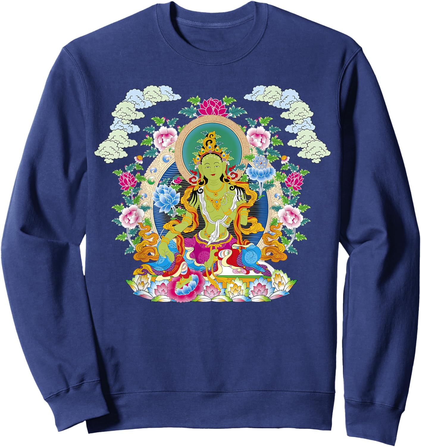 Thangka Buddha Yoga Mandala Meditation Buddhism Namaste Sweatshirt - Sweatshirt | Navy