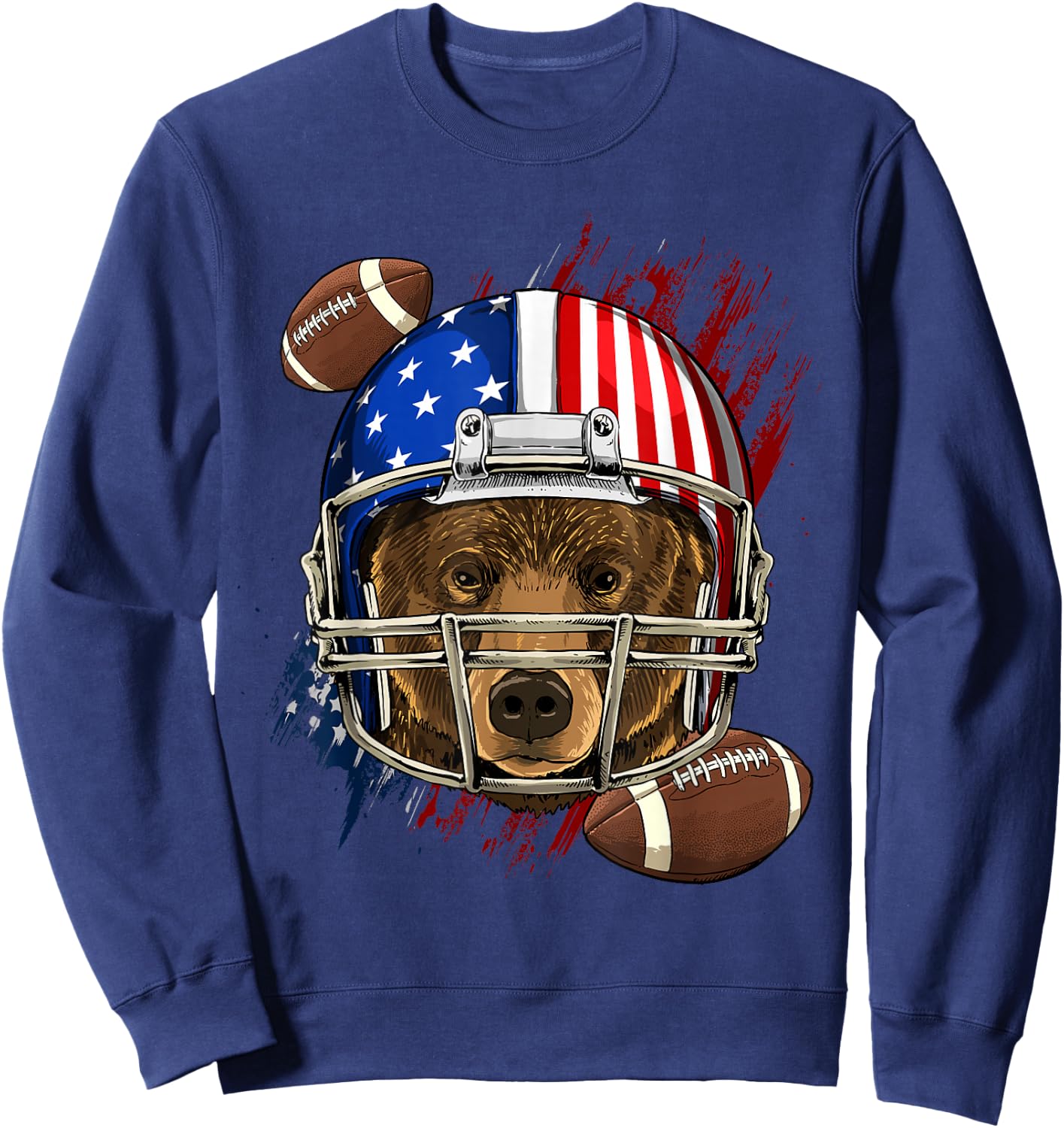 Bear American Football Bear Lovers USA Flag Sweatshirt - Sweatshirt | Navy