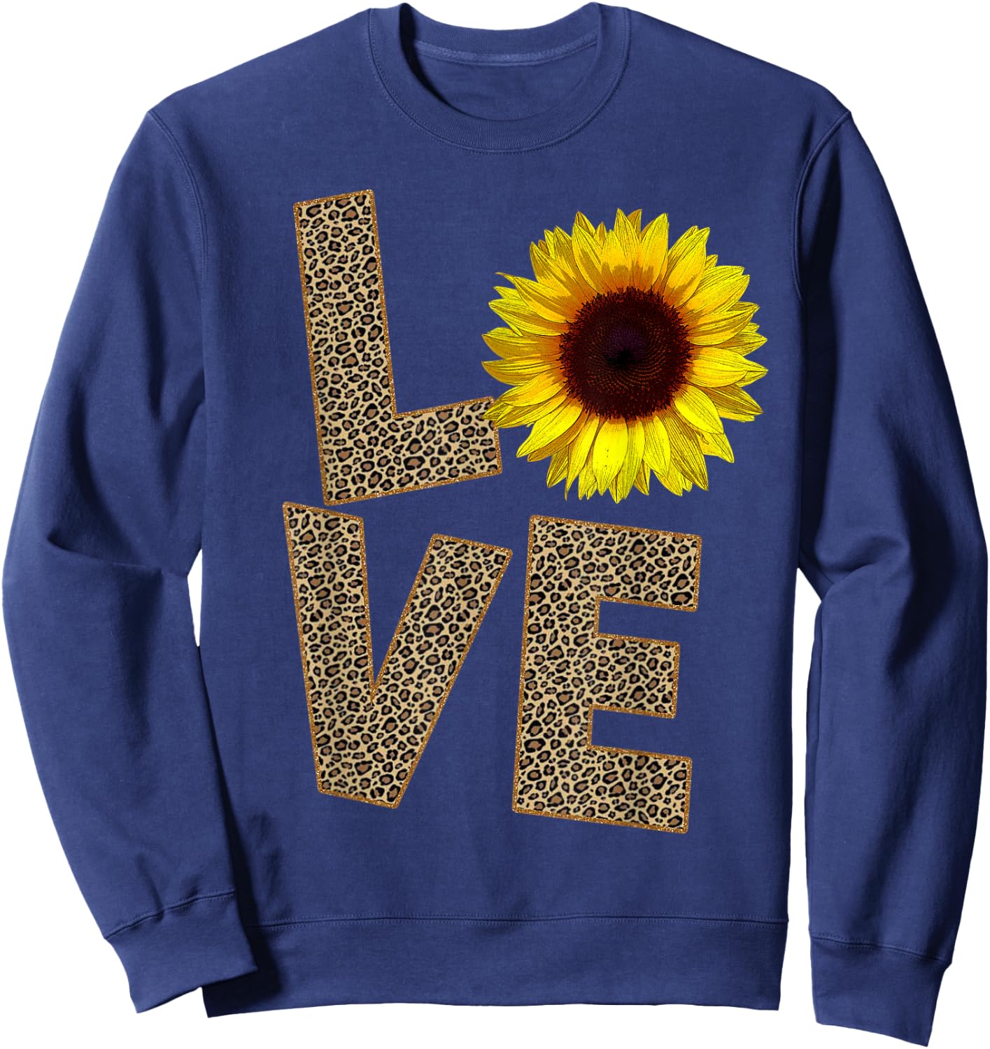 Cheetah Skin Love, Vintage Sunflower - sunflower Cheetah Sweatshirt - Sweatshirt | Navy