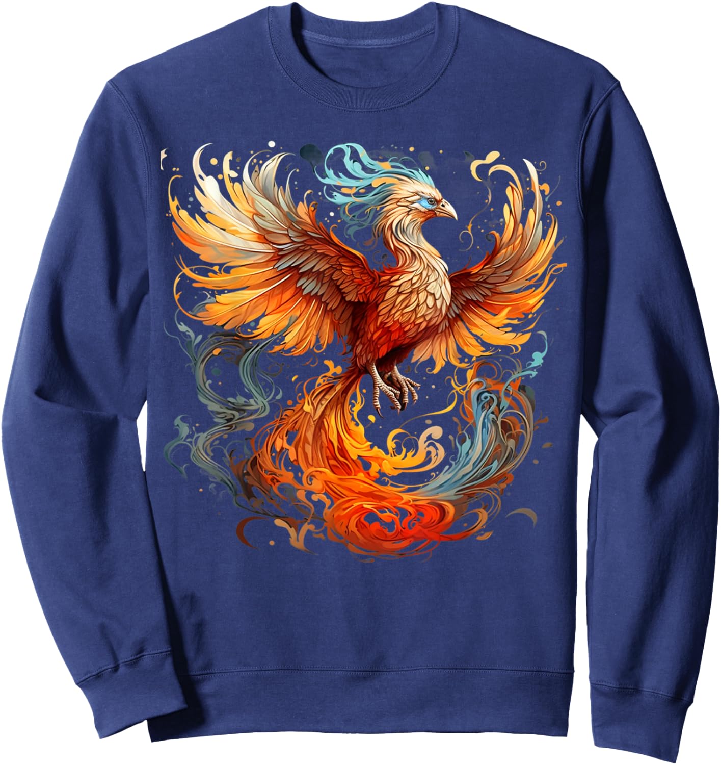 Rising Phoenix Majestic Fire Bird Fenix Fantasy Mythological Sweatshirt - Sweatshirt | Navy