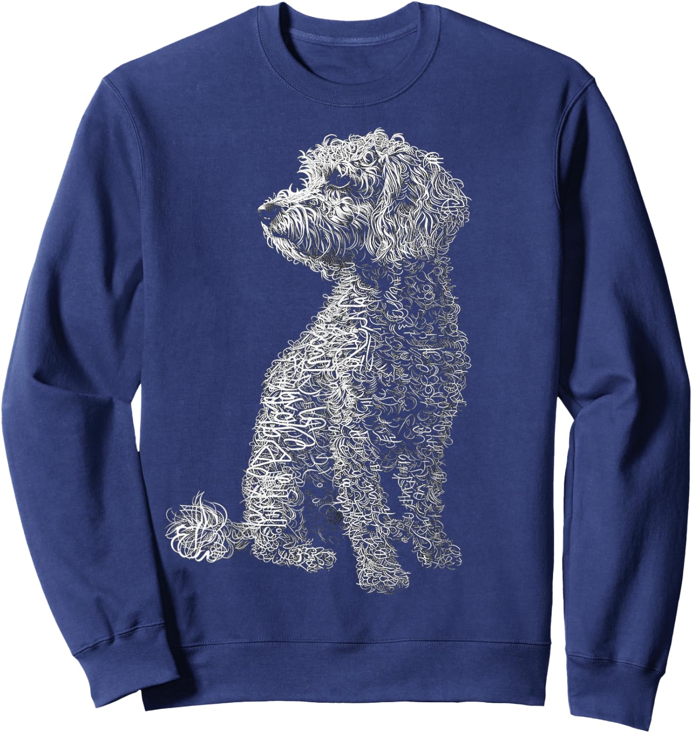 Poodle Dog Drawing Abstract Animal Pet Art Graphic Poodle Sweatshirt - Sweatshirt | Navy