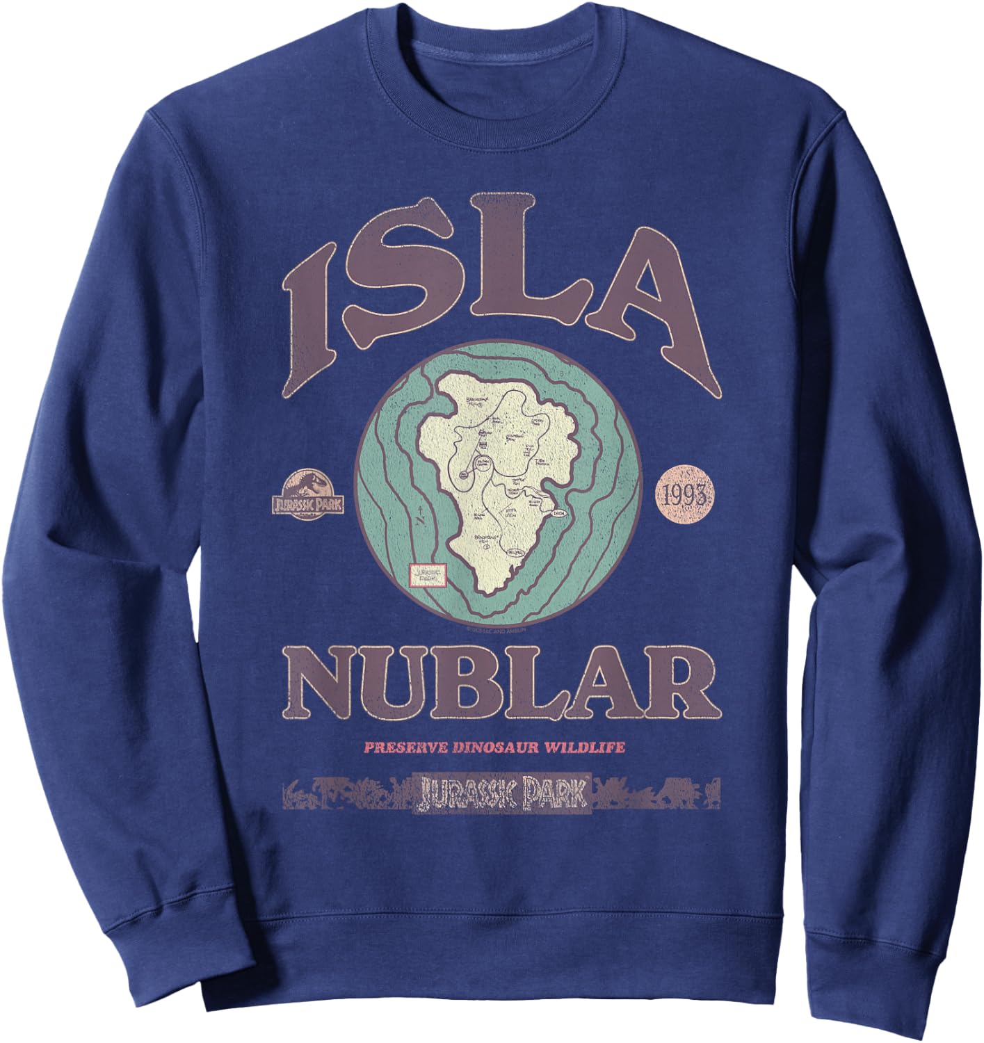 Jurassic Park Isla Nublar Tour 1993 , Small, Black Sweatshirt - Sweatshirt | Navy