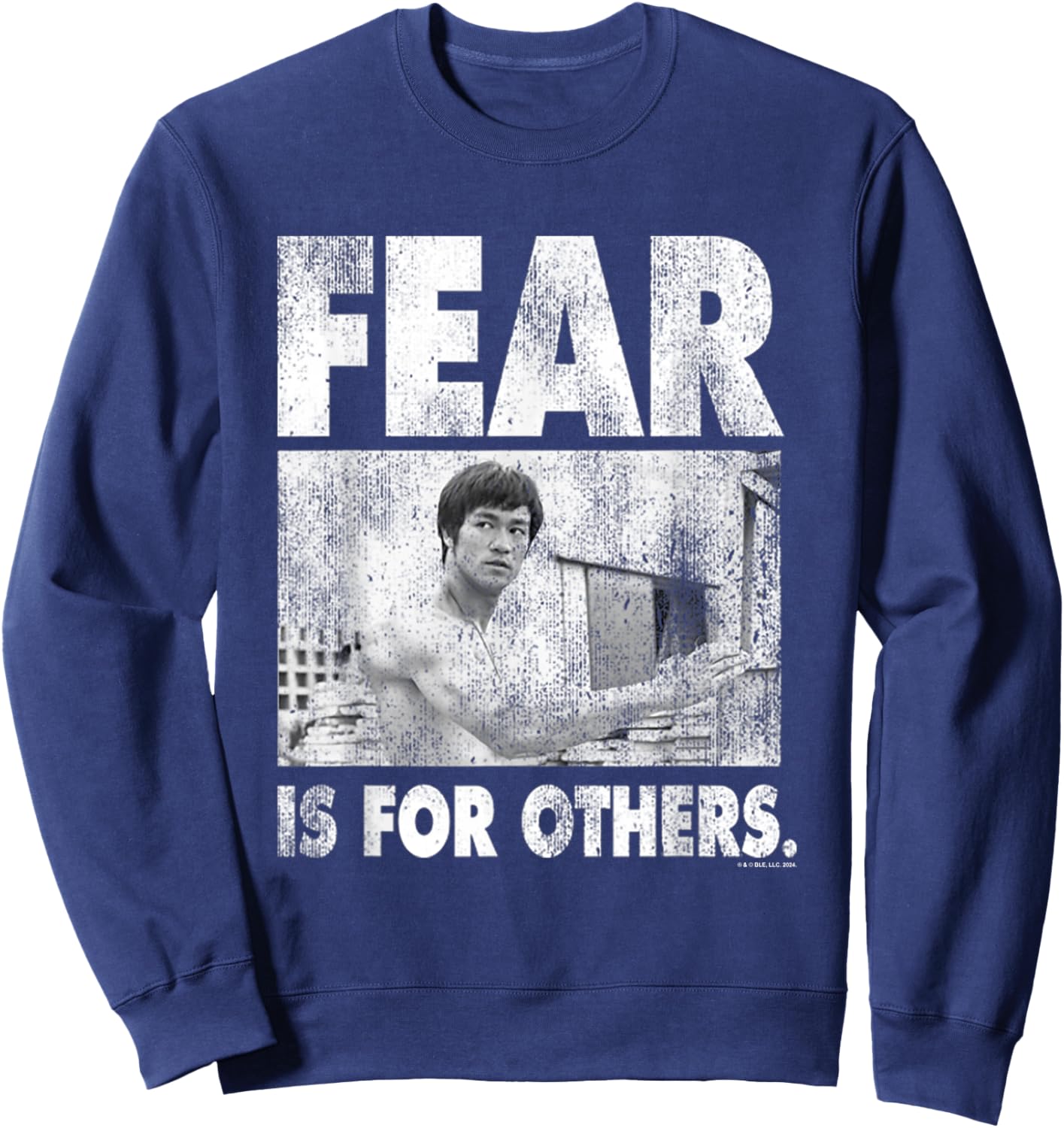 Bruce Lee Fear is for Others Distressed Poster Sweatshirt - Sweatshirt | Navy