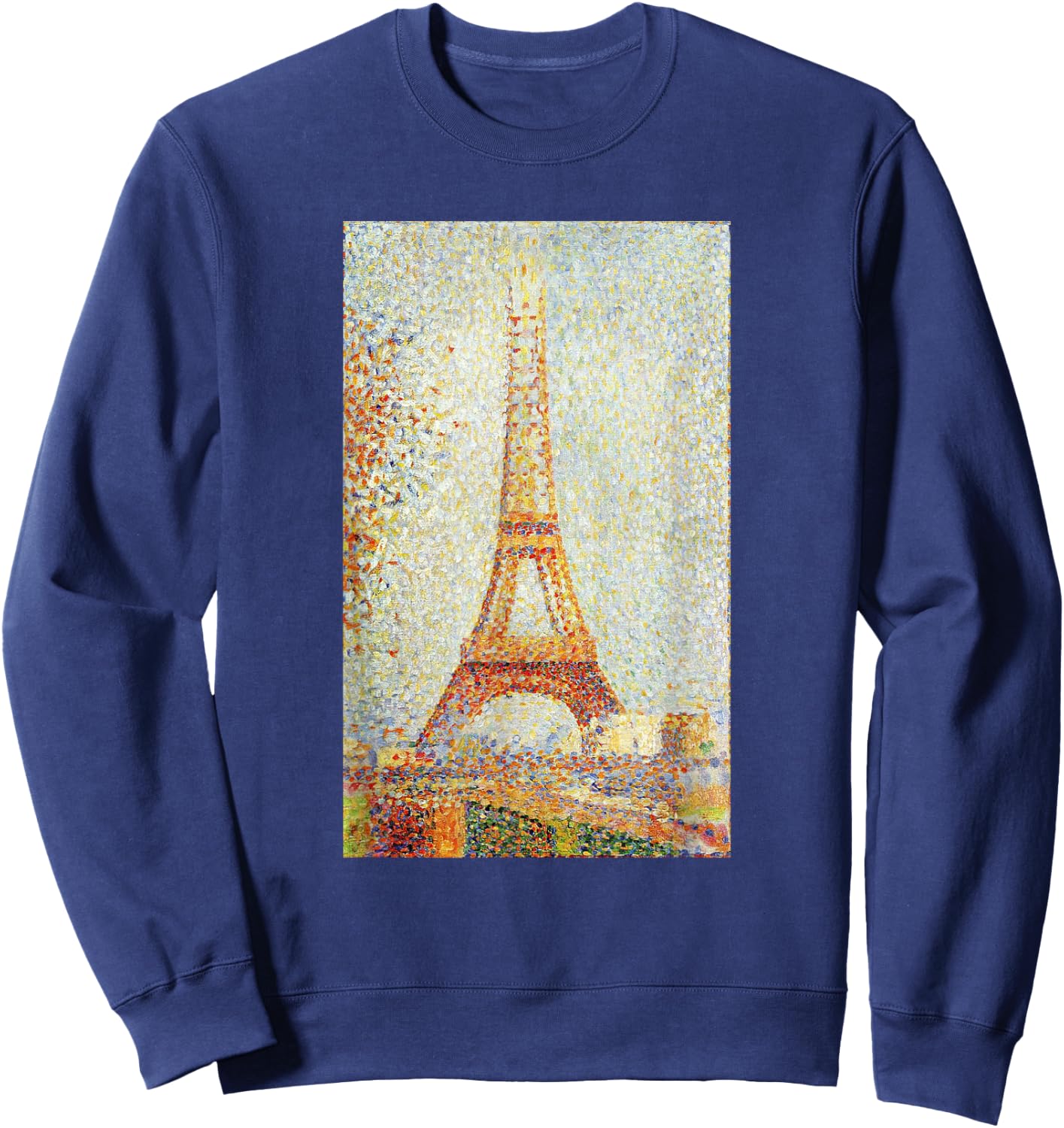 Eiffel Tower Georges Seurat Art Pointillism Impressionism Sweatshirt - Sweatshirt | Navy