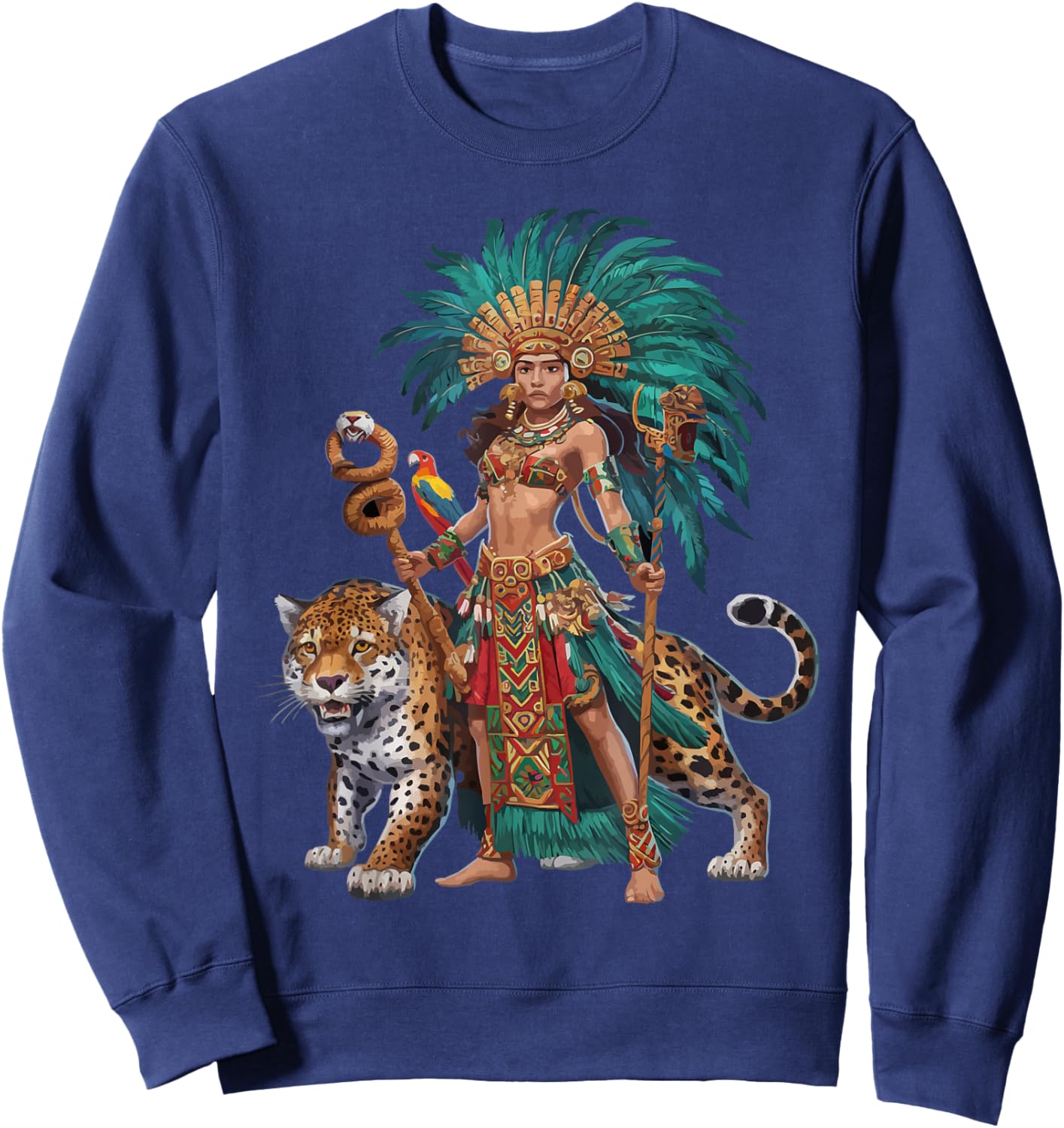 Aztec Jaguar Warrior Aztec Culture Mayan Indigenous Sweatshirt - Sweatshirt | Navy