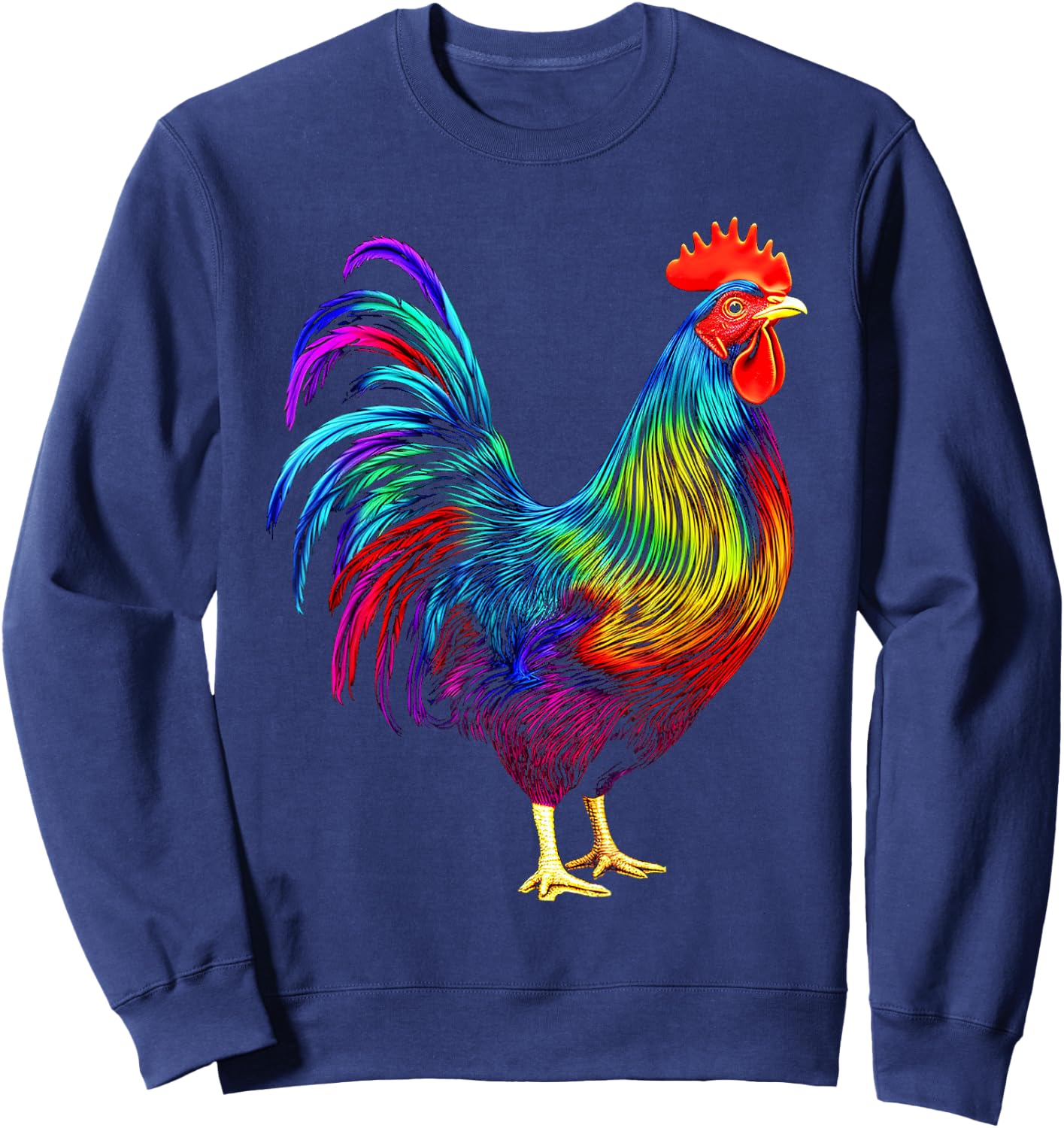 Chicken Colorful Art Animal Graphic Motif Chicken Sweatshirt - Sweatshirt | Navy
