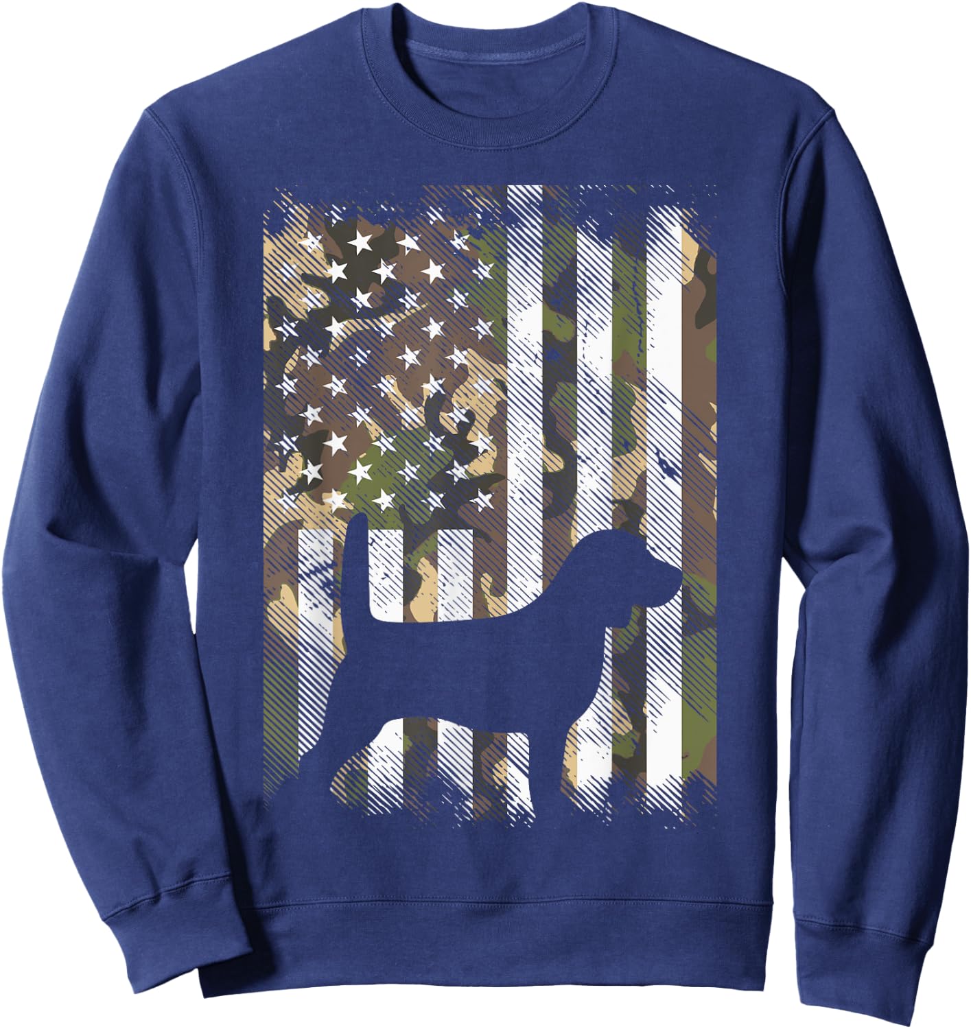 Camo Flag Beagle Vintage Animal Pet Hound Dog Patriotic Gift Girls Kids Men Sweatshirt - Sweatshirt | Navy