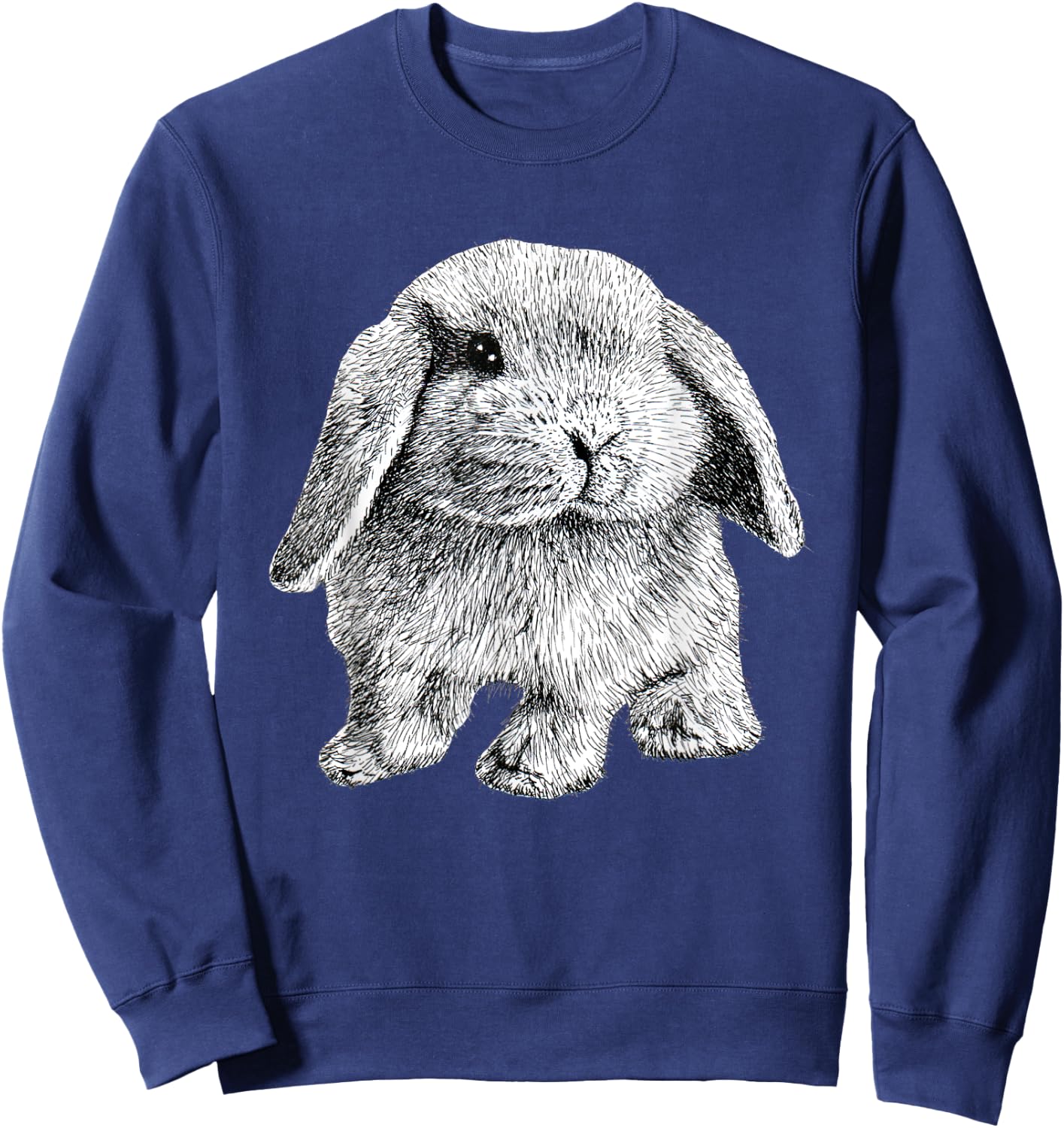 Lop Eared Bunny Rabbit Sitting Cute Drawing Sweatshirt - Sweatshirt | Navy