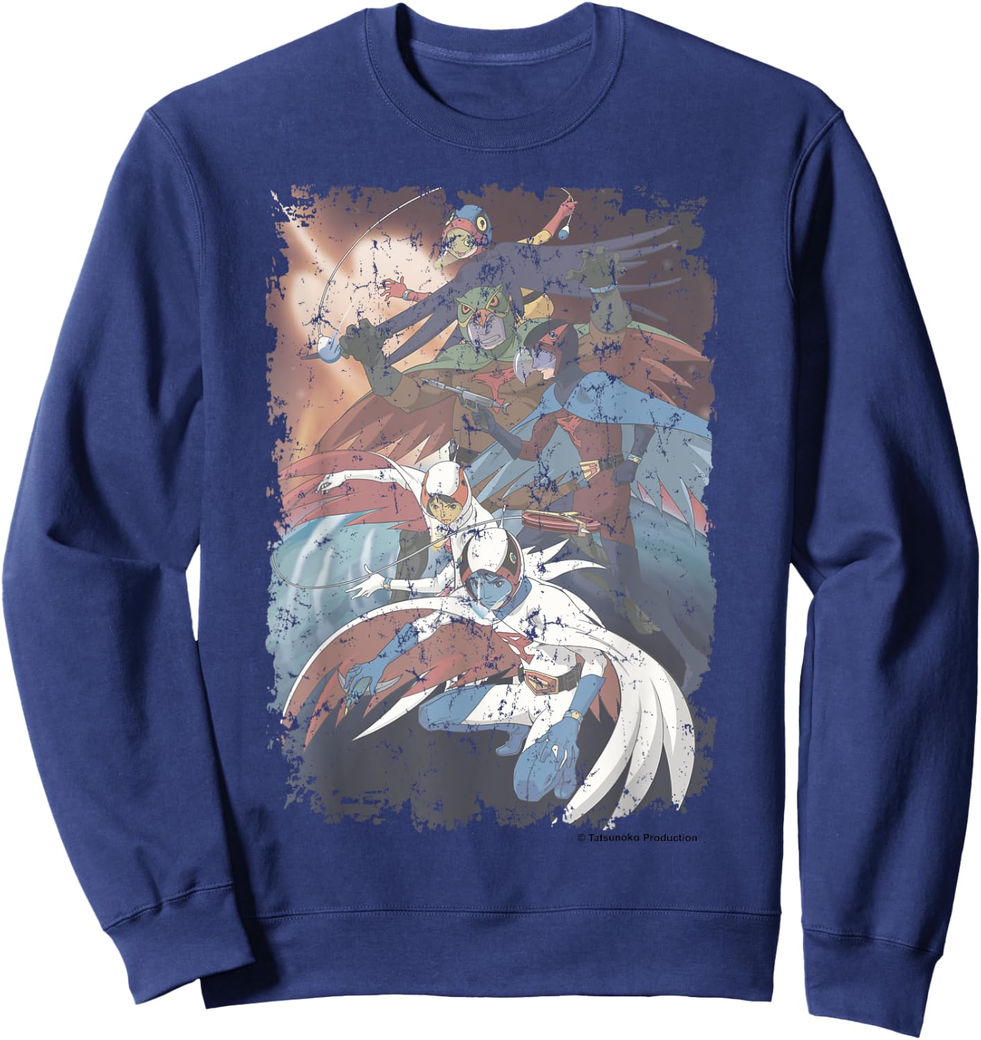 Manga Gatchaman Poster Planet Distressed Sweatshirt - Sweatshirt | Navy