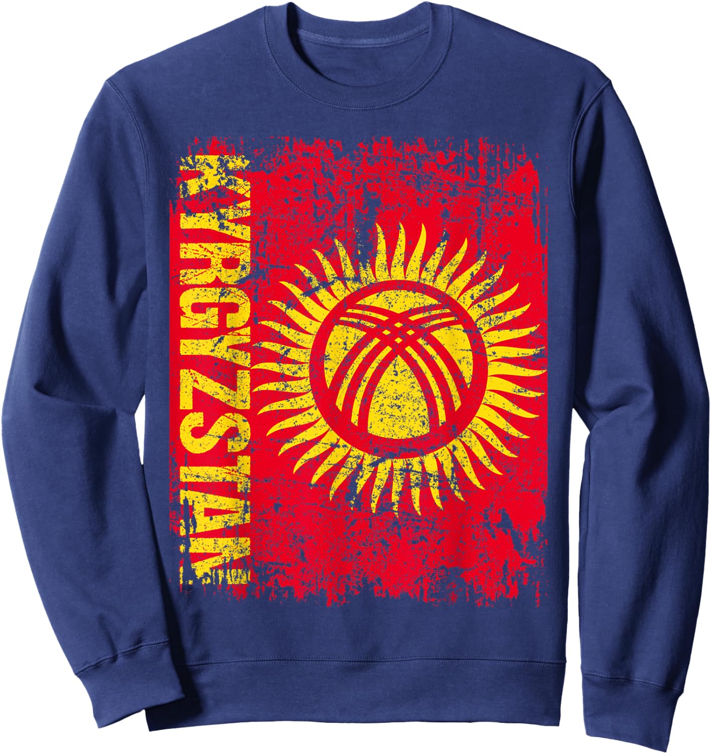 KYRGYZSTAN Flag Vintage Distressed KYRGYZSTAN Sweatshirt - Sweatshirt | Navy