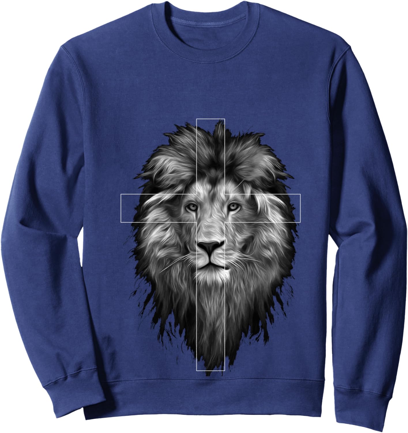 Jesus Lion of Judah | Christian Jesus Sweatshirt - Sweatshirt | Navy
