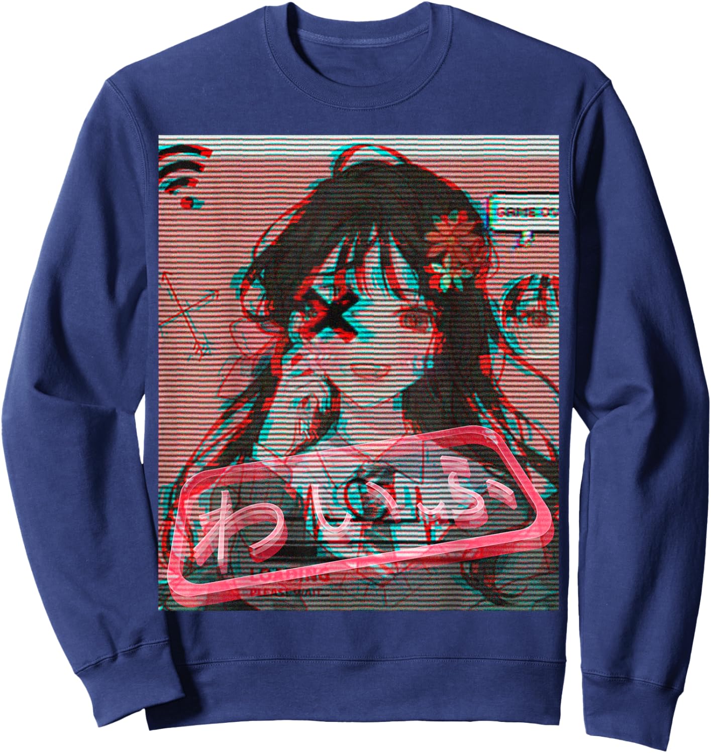 Aesthetic Vaporwave Japanese Futurism Anime Retro Hentai Sweatshirt - Sweatshirt | Navy