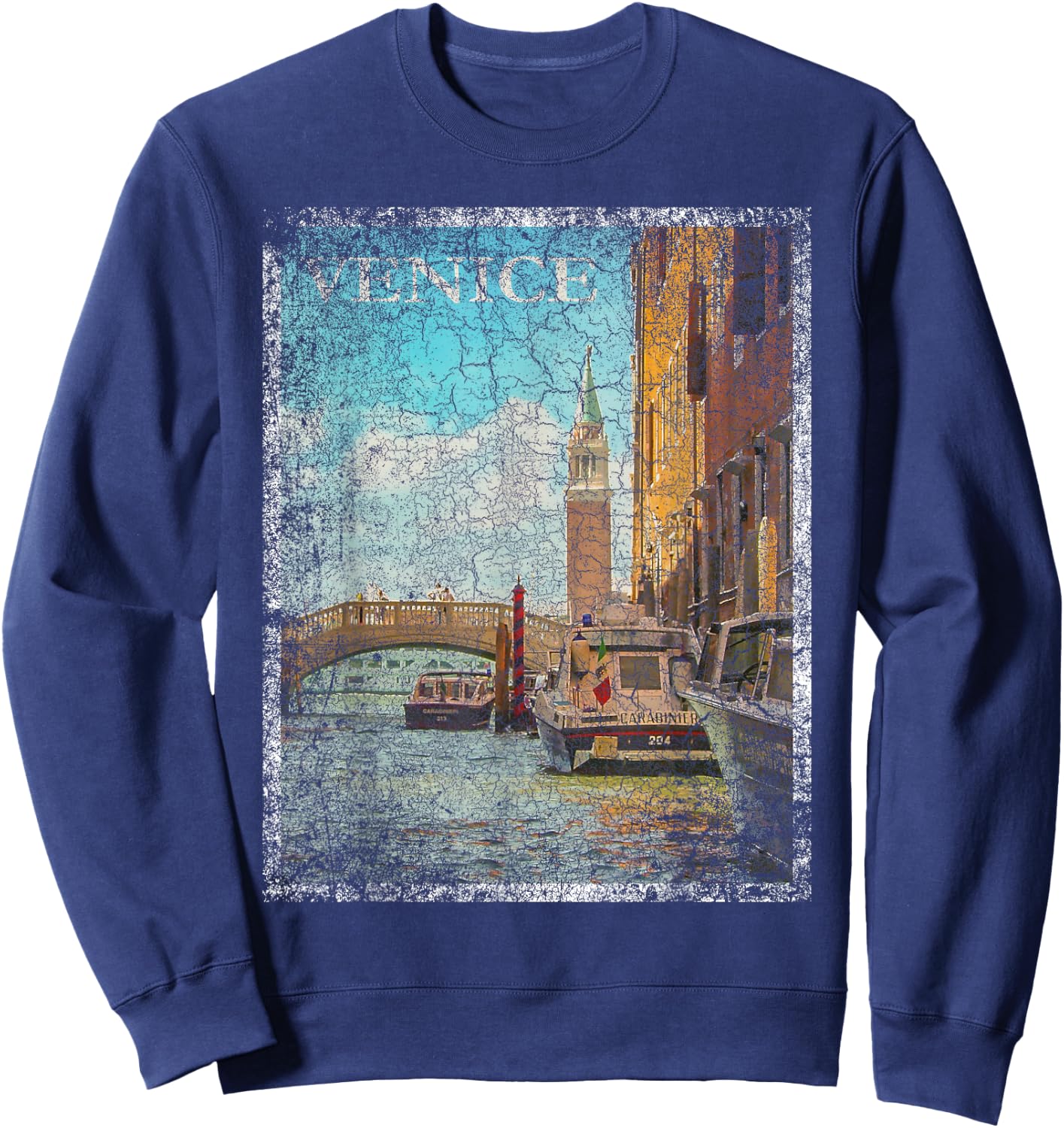 Venice Italy Vacation Vintage Retro Travel Holiday Gift Sweatshirt - Sweatshirt | Navy
