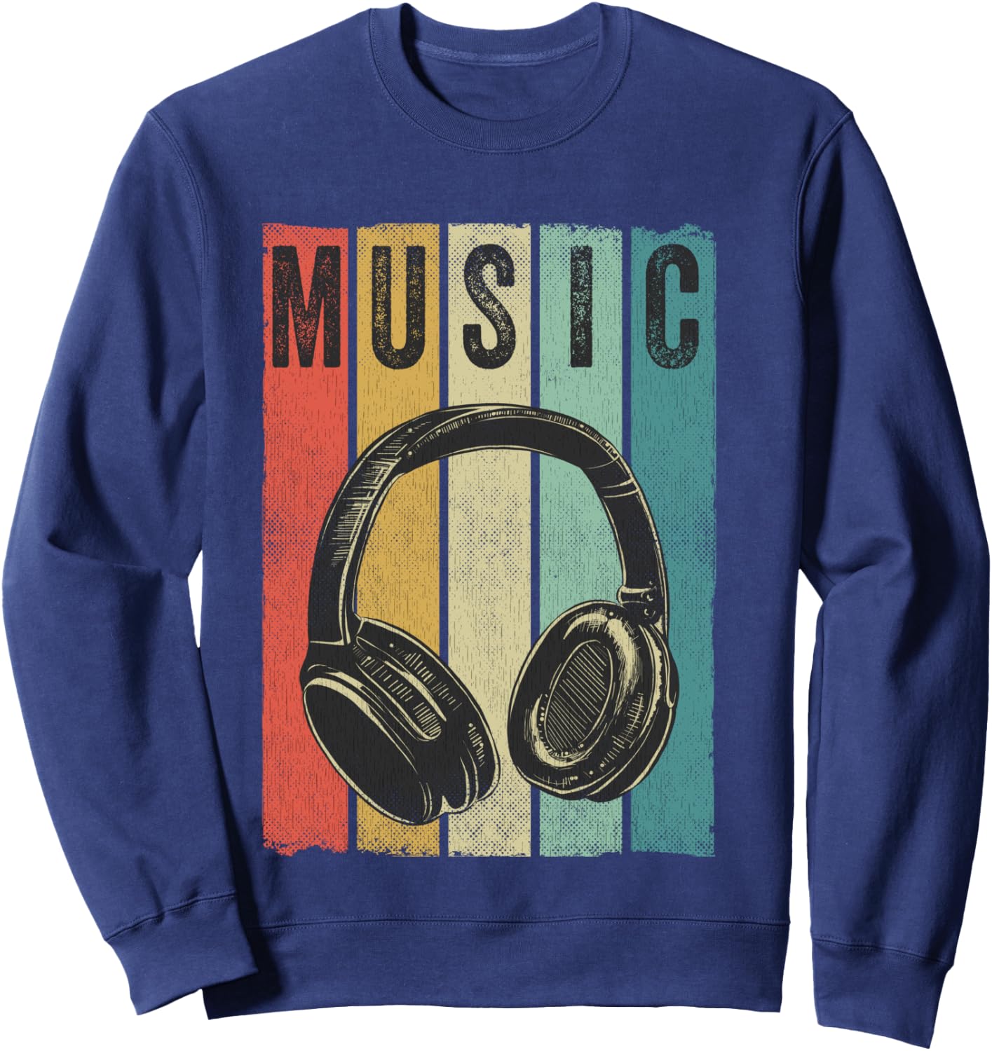 Electronic Music Lover DJ Gift Vintage Retro Headphones Sweatshirt - Sweatshirt | Navy