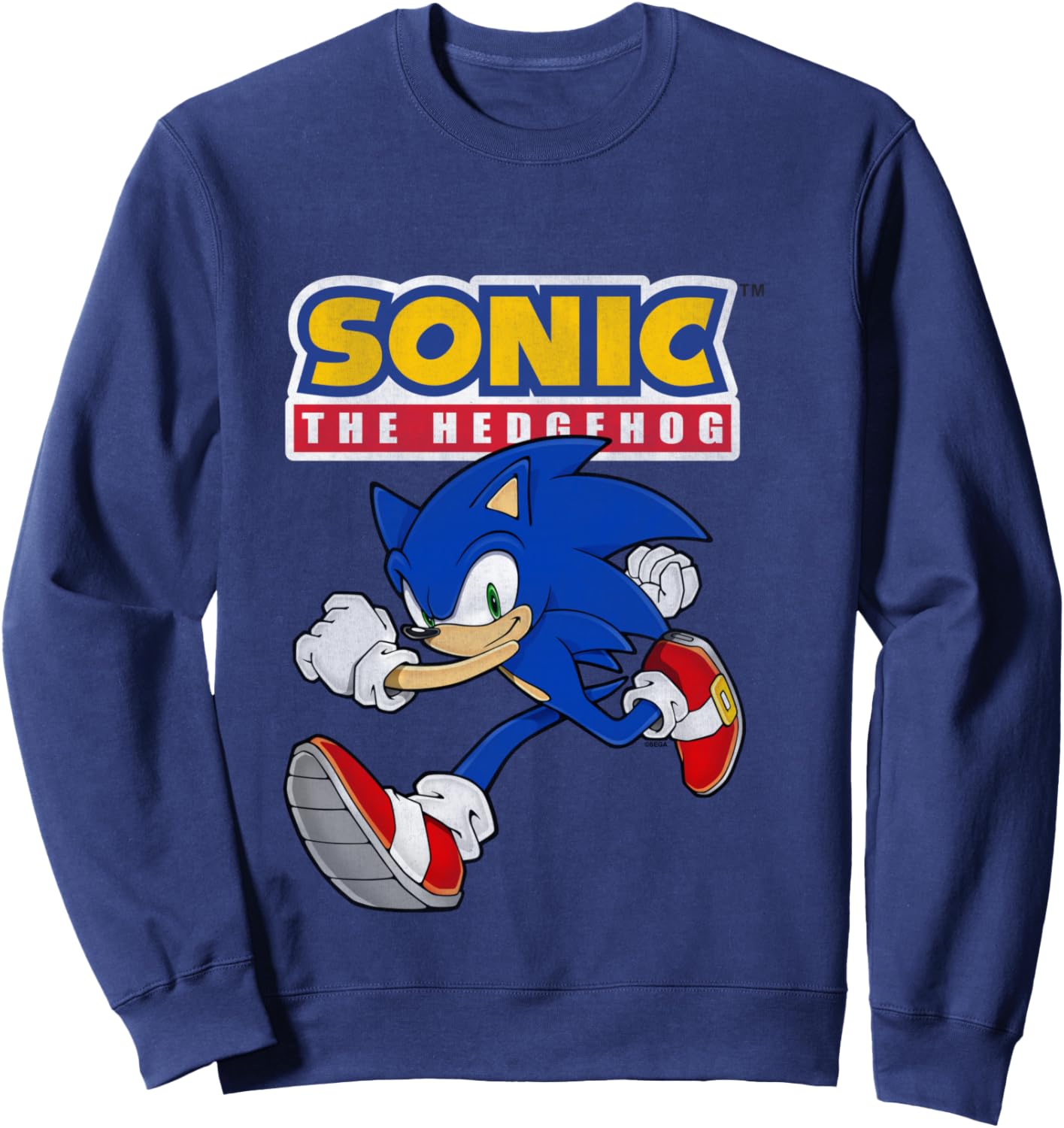 Sonic The Hedgehog Running Sonic Cool Portrait Vintage Sweatshirt - Sweatshirt | Navy