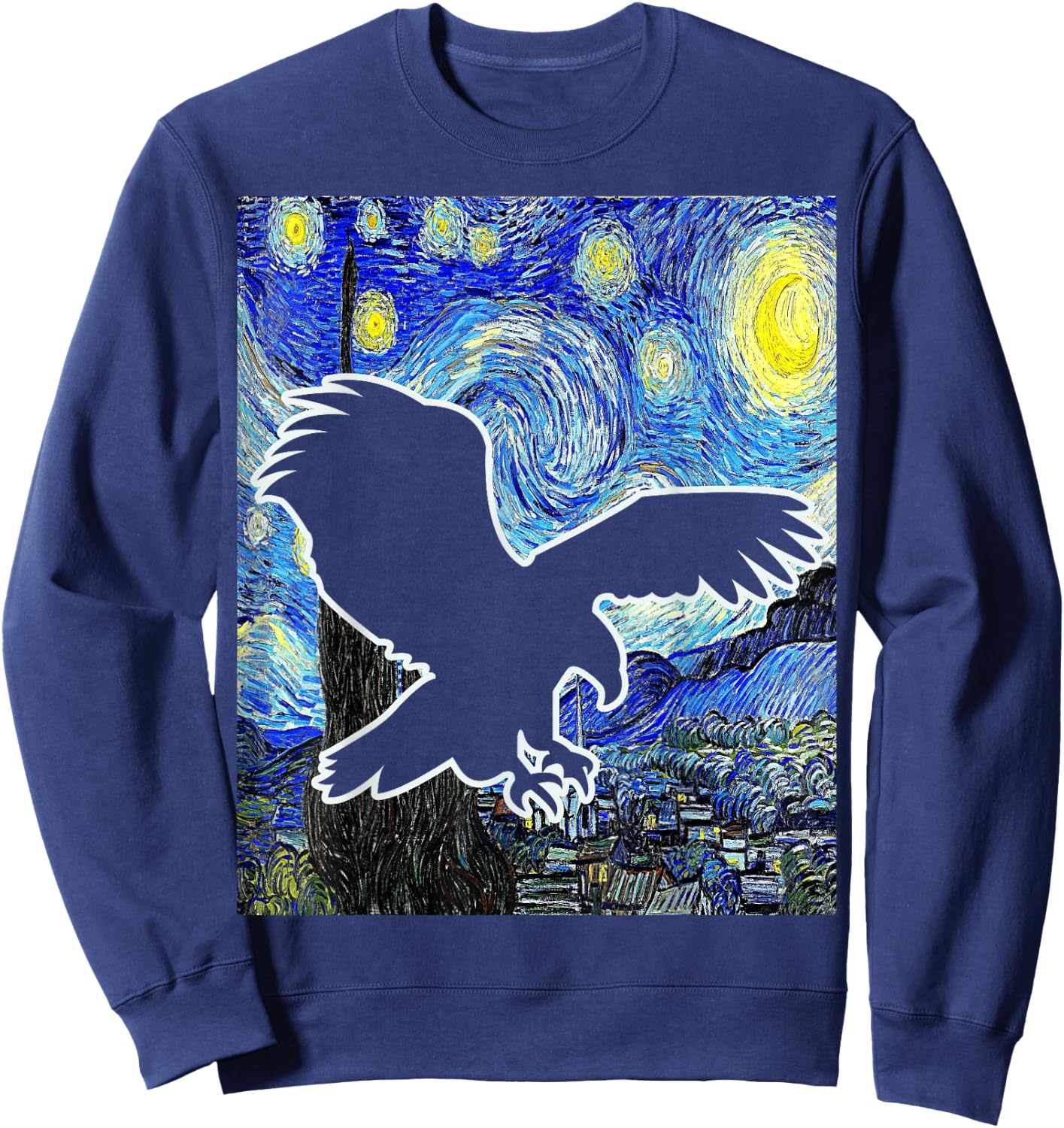 Eagle Starry Night Eagle Lover Van Gogh Eagle Birdwatching Sweatshirt - Sweatshirt | Navy