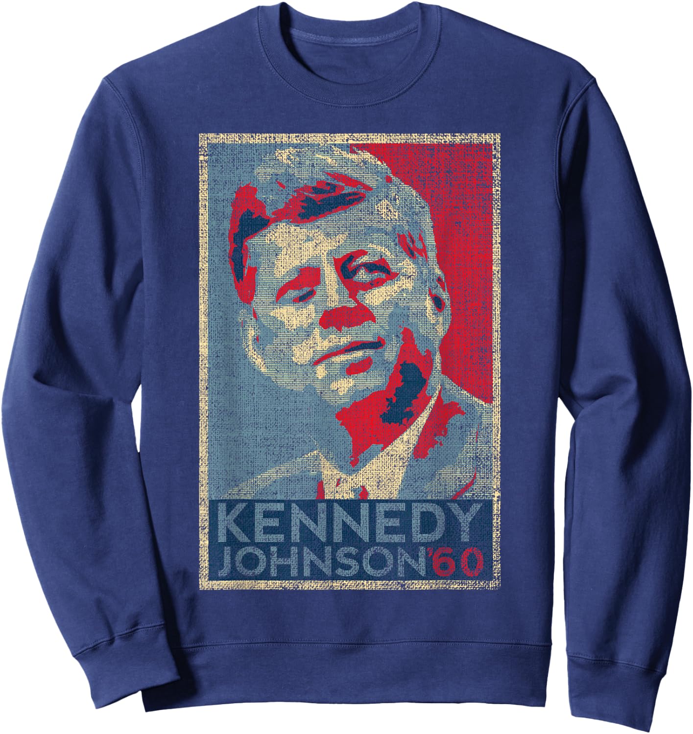 Kennedy Johnson 1960 Retro Campaign 4th of July President Sweatshirt - Sweatshirt | Navy