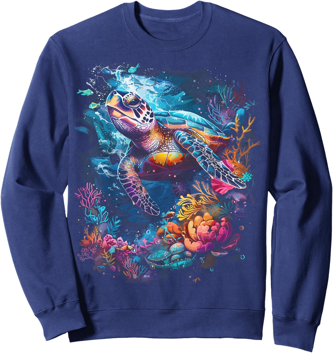 Sea Turtle Beach Lover Ocean Animal Graphic Novelty Sweatshirt - Sweatshirt | Navy