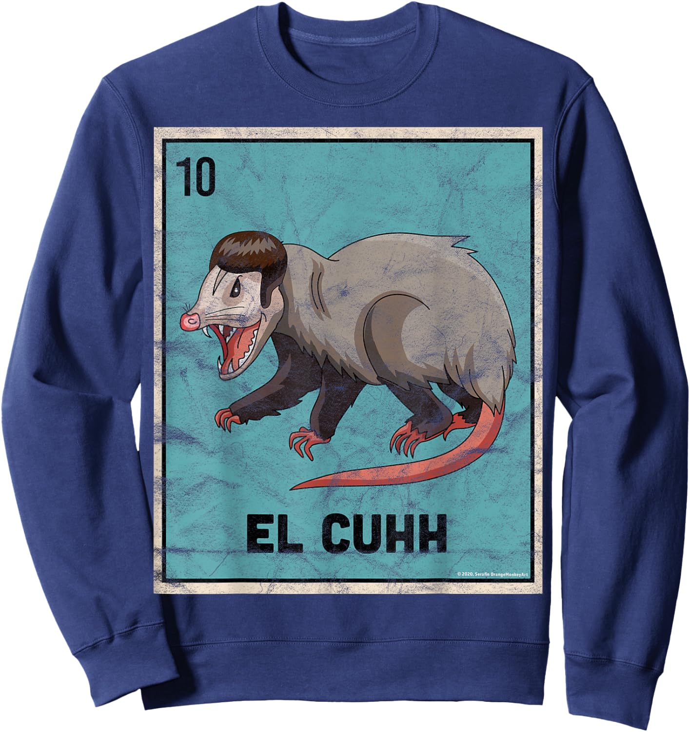 El Cuhh Takuache Cuh Opossum Funny Mexican Playing Card Sweatshirt - Sweatshirt | Navy