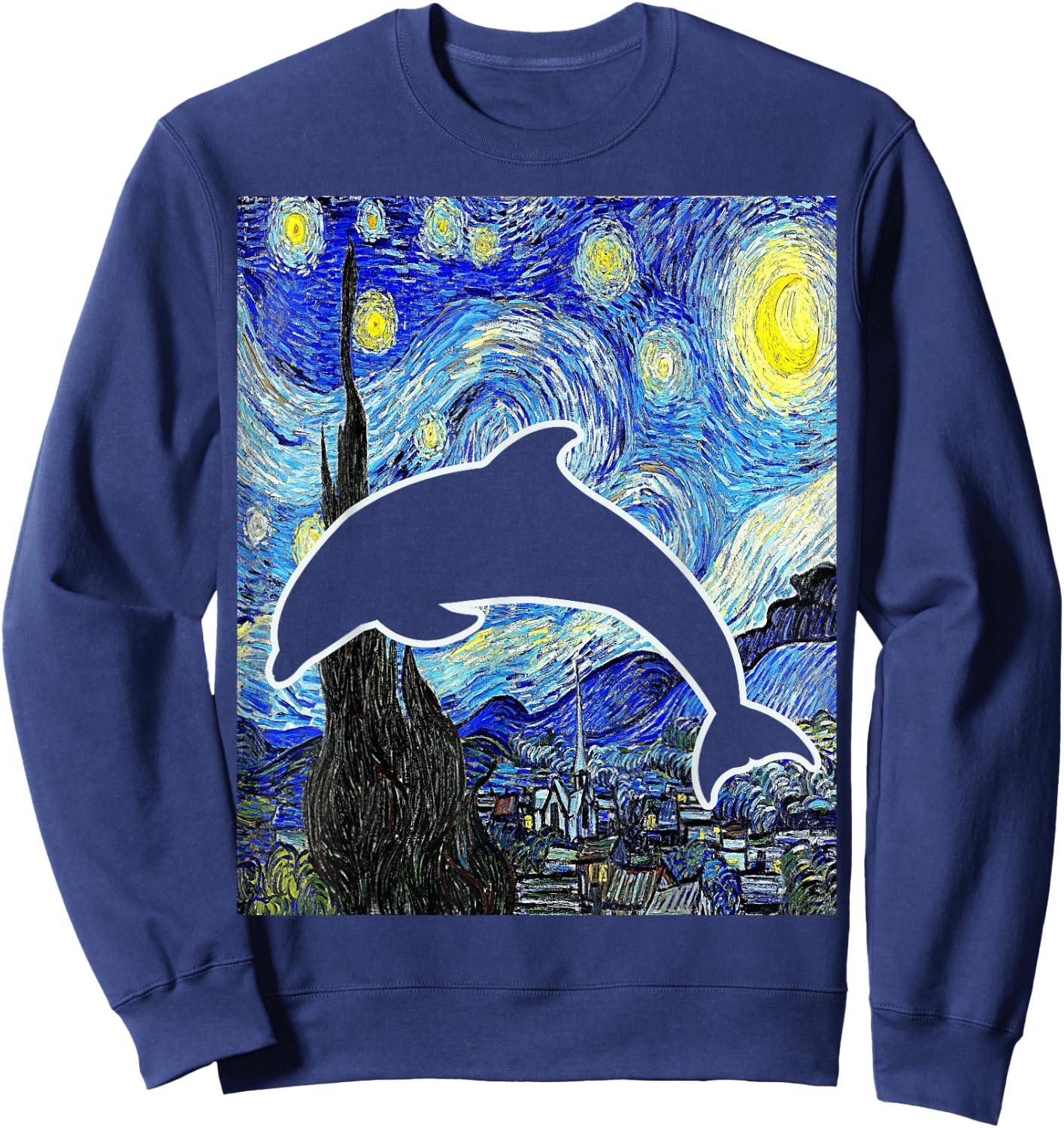 Dolphin Starry Night Dolphin Lover Cetology Sweatshirt - Sweatshirt | Navy