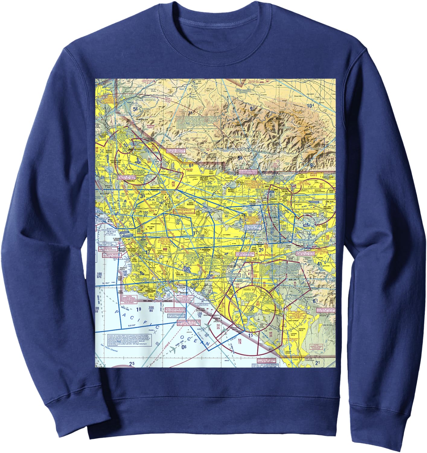 Aeronautical chart Los Angeles VFR sectional pilot Sweatshirt - Sweatshirt | Navy
