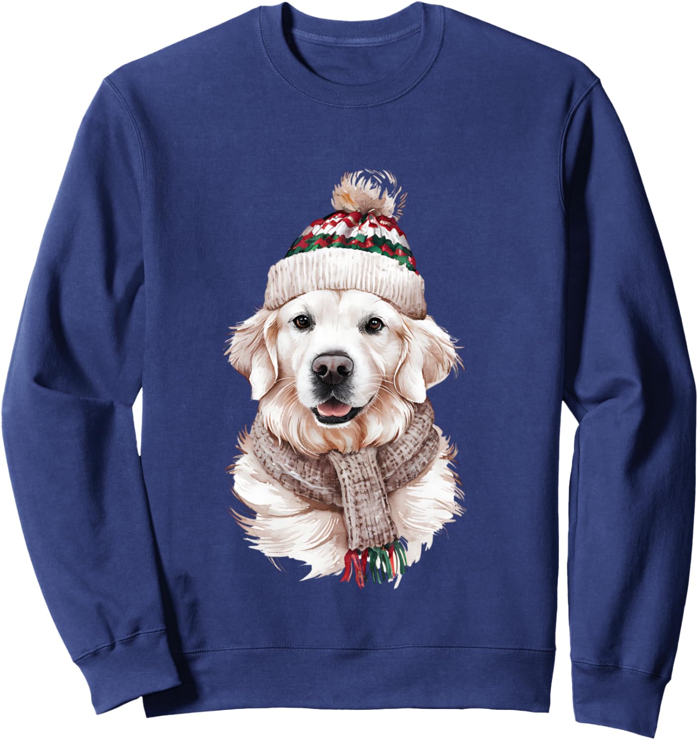 White English Cream Golden Retriever Mom Dog Puppy Christmas Sweatshirt - Sweatshirt | Navy