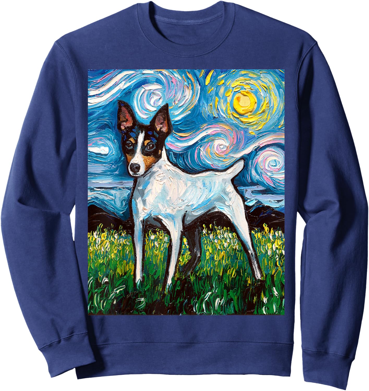 Aja Dog Toy Fox Terrier Starry Night Rat Terrier Sweatshirt - Sweatshirt | Navy