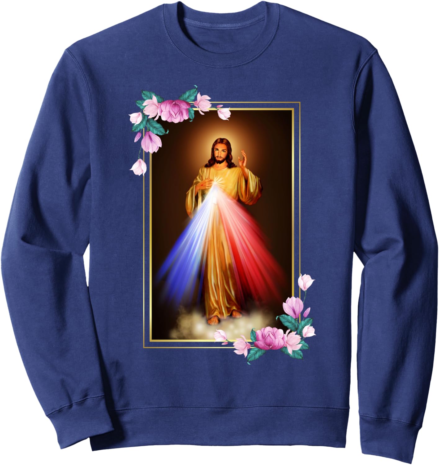 Divine Mercy Jesus Christ, Sacred Heart of Jesus Gift Sweatshirt - Sweatshirt | Navy
