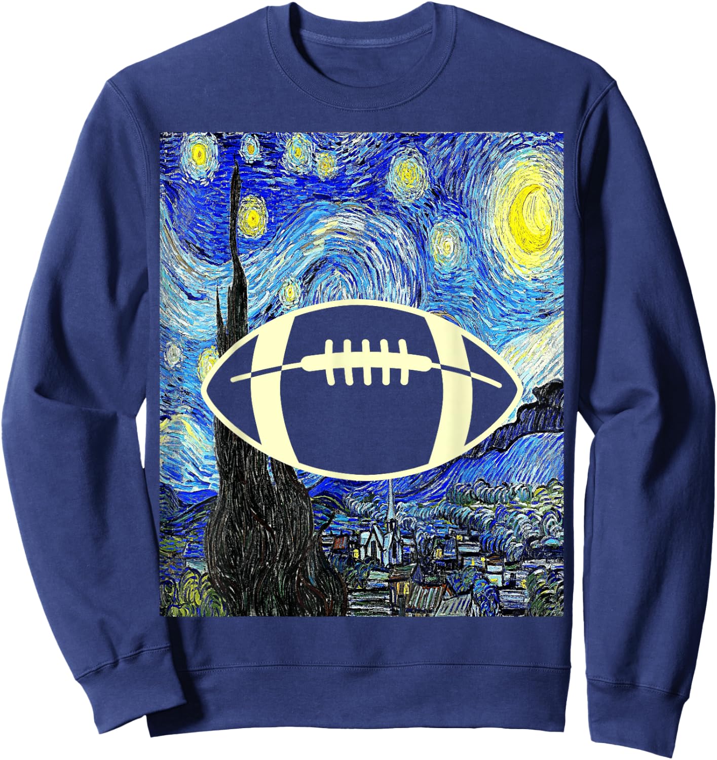 American Football Starry Night Football Lover Painting Sweatshirt - Sweatshirt | Navy