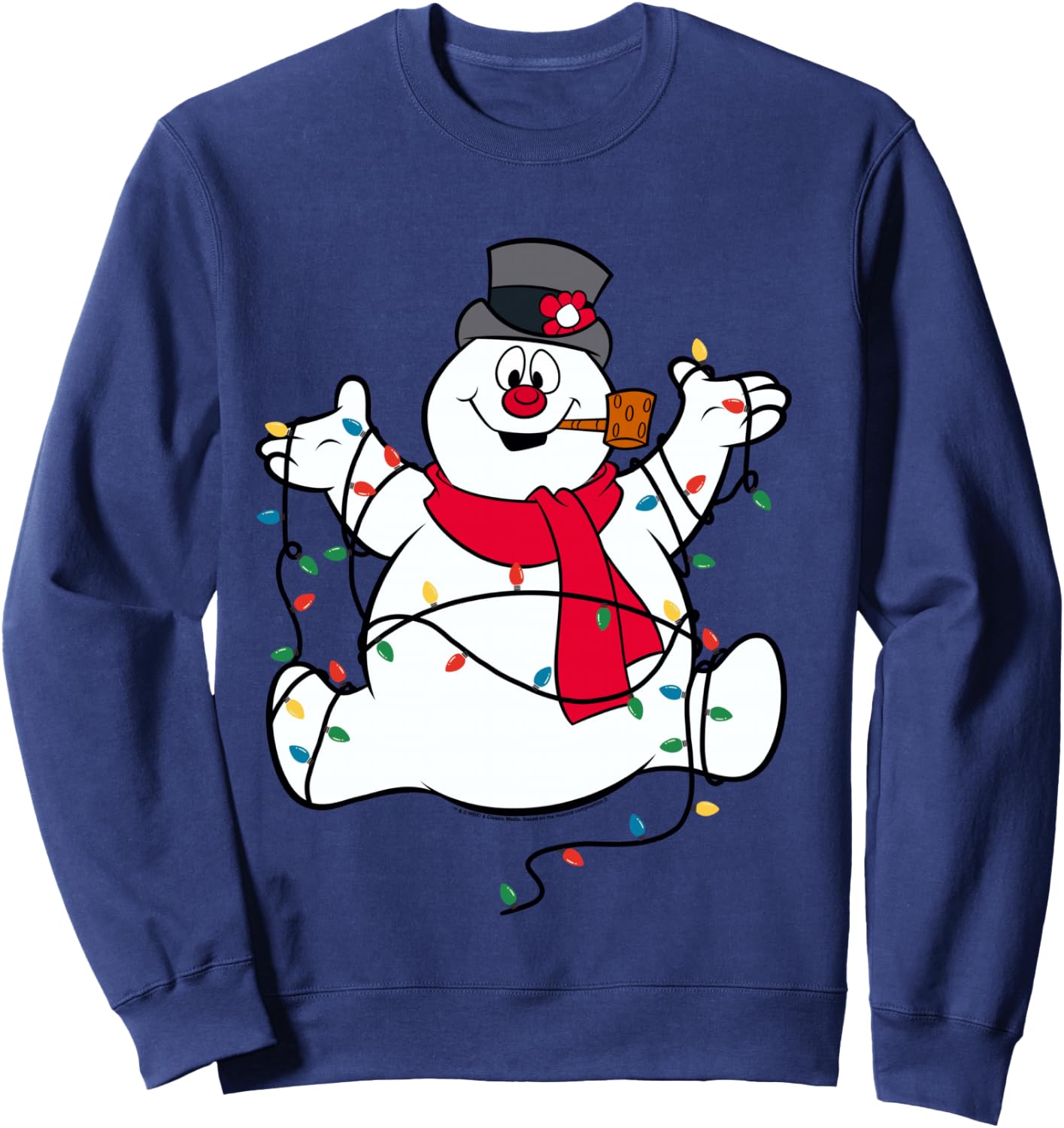 Frosty The Snowman Christmas Lights Portrait Sweatshirt - Sweatshirt | Navy