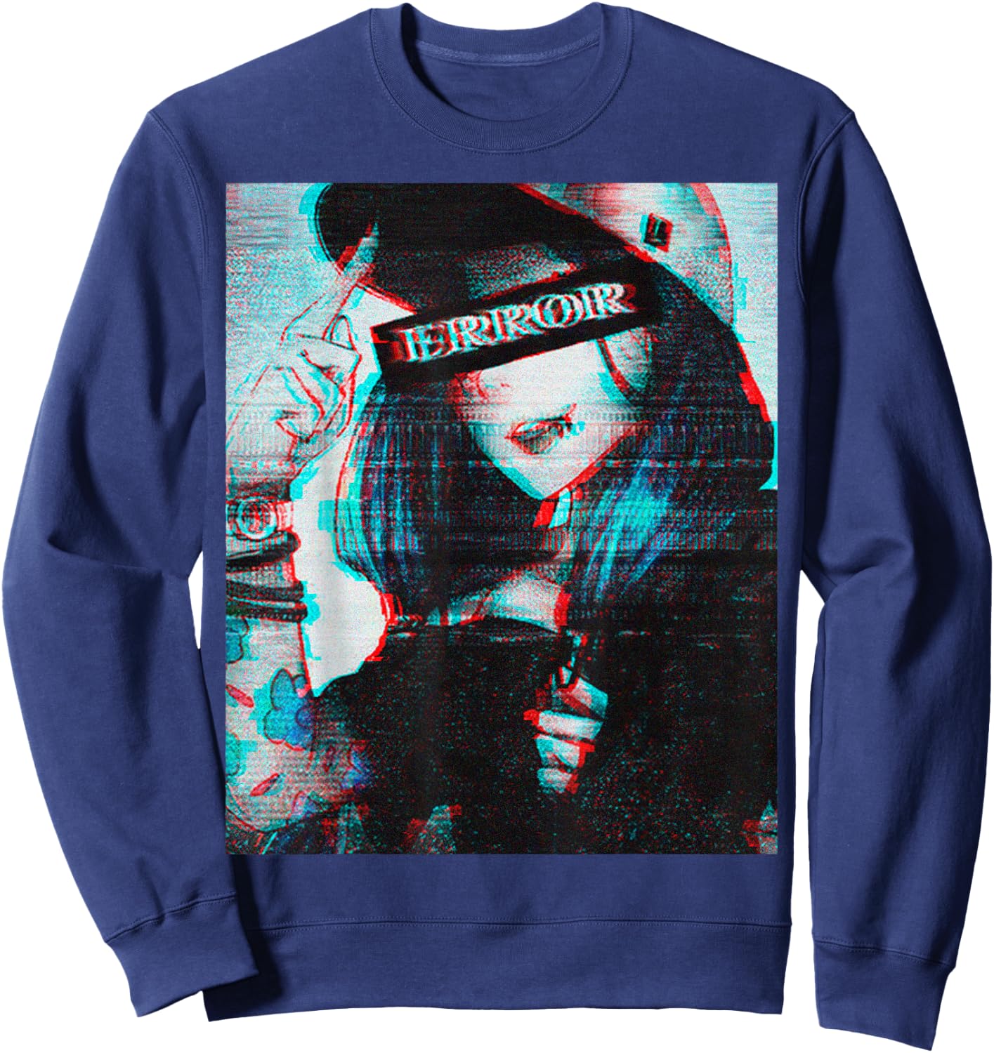 Sad Boys Girls Japanese Retro 80s 90s Futurism Anime Retro Hentai Sweatshirt - Sweatshirt | Navy