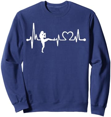 Funny Kickboxing Coach & Players Gift | Kickboxing Heartbeat Sweatshirt - Sweatshirt | Navy