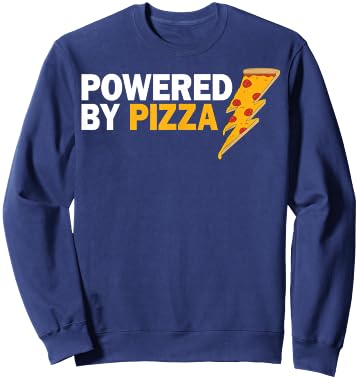Funny Powered By Pizza Gift Kids Men Women Cool Pizza Lover Sweatshirt - Sweatshirt | Navy