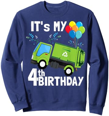 It's My 4th Birthday Garbage Truck 4 Birthday Boy Gift Sweatshirt - Sweatshirt | Navy