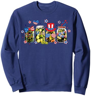 4th of July Canned Pickles Coquette Bows American Flag Sweatshirt - Sweatshirt | Navy