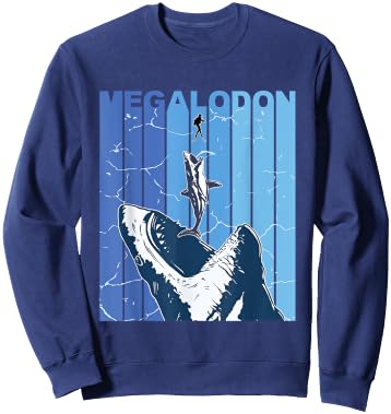 Megalodon White Shark - Giant Shark - Shark Lover Diver Sweatshirt - Sweatshirt | Navy
