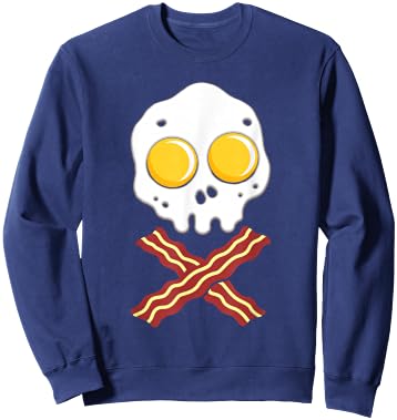 Fried Egg with Bacon - Skull Bone - Food Sweatshirt - Sweatshirt | Navy