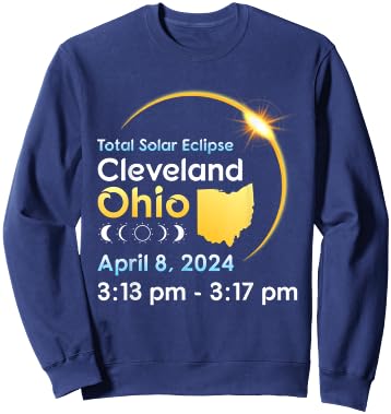 Totality Solar Eclipse In Cleveland Ohio On April 08 2024 Sweatshirt - Sweatshirt | Navy