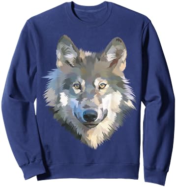 Realistic white wolf realistic animal print with Sweatshirt - Sweatshirt | Navy