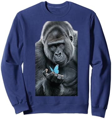 Gorilla Butterfly Artwork funny animal Sweatshirt - Sweatshirt | Navy