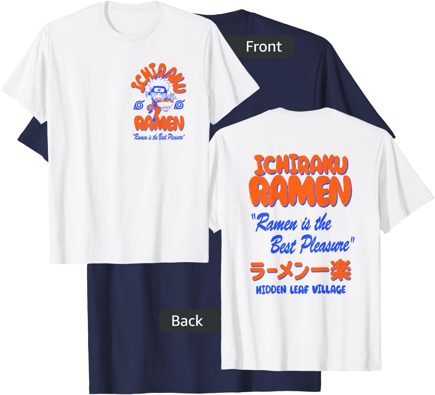 Naruto Shippuden Ichiraku Ramen Front Back Anime T-Shirt - T-Shirt | Navy