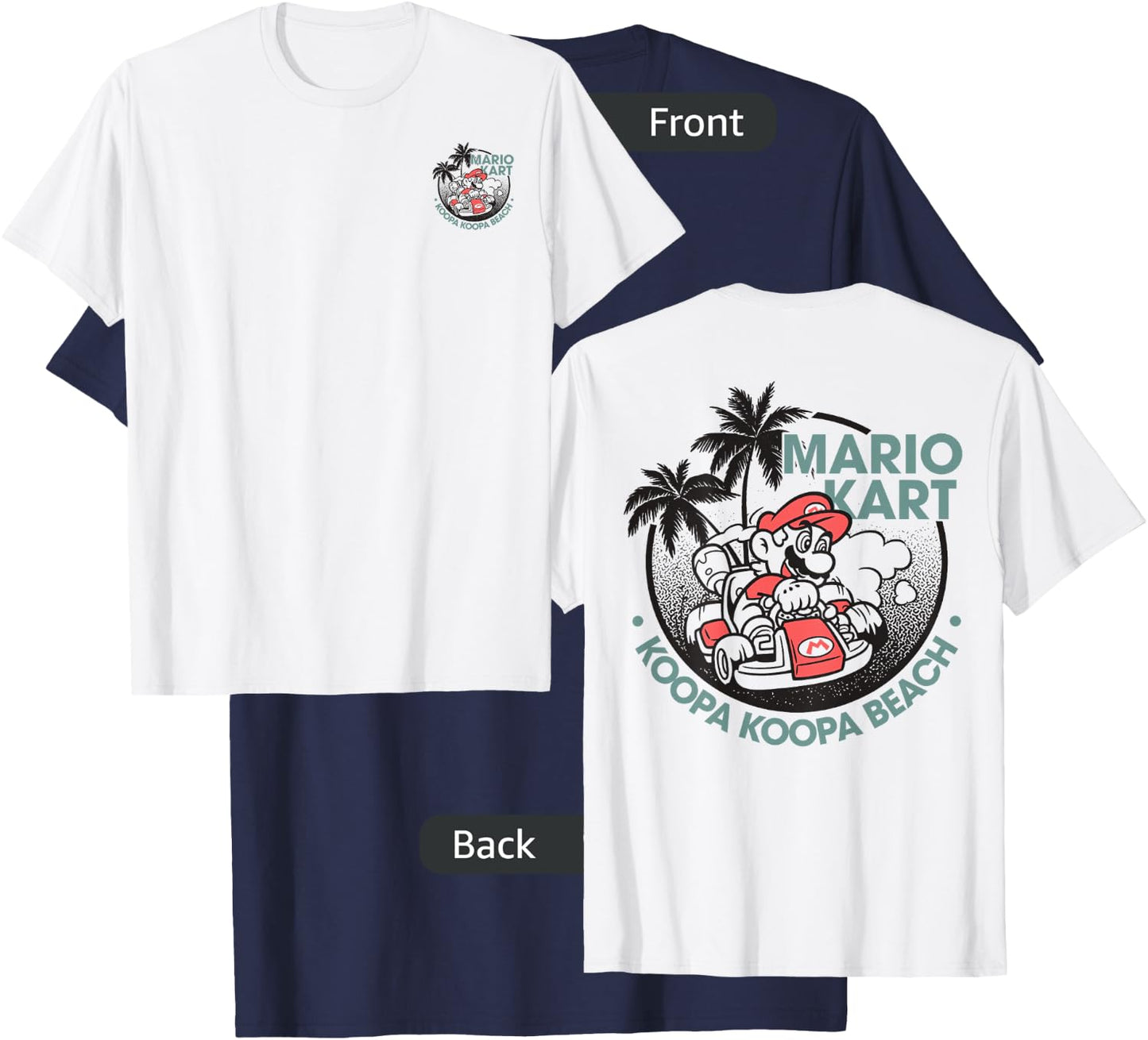 Mario Kart Koopa Koopa Beach Tropical Vintage Nintendo Badge T-Shirt - T-Shirt | Navy