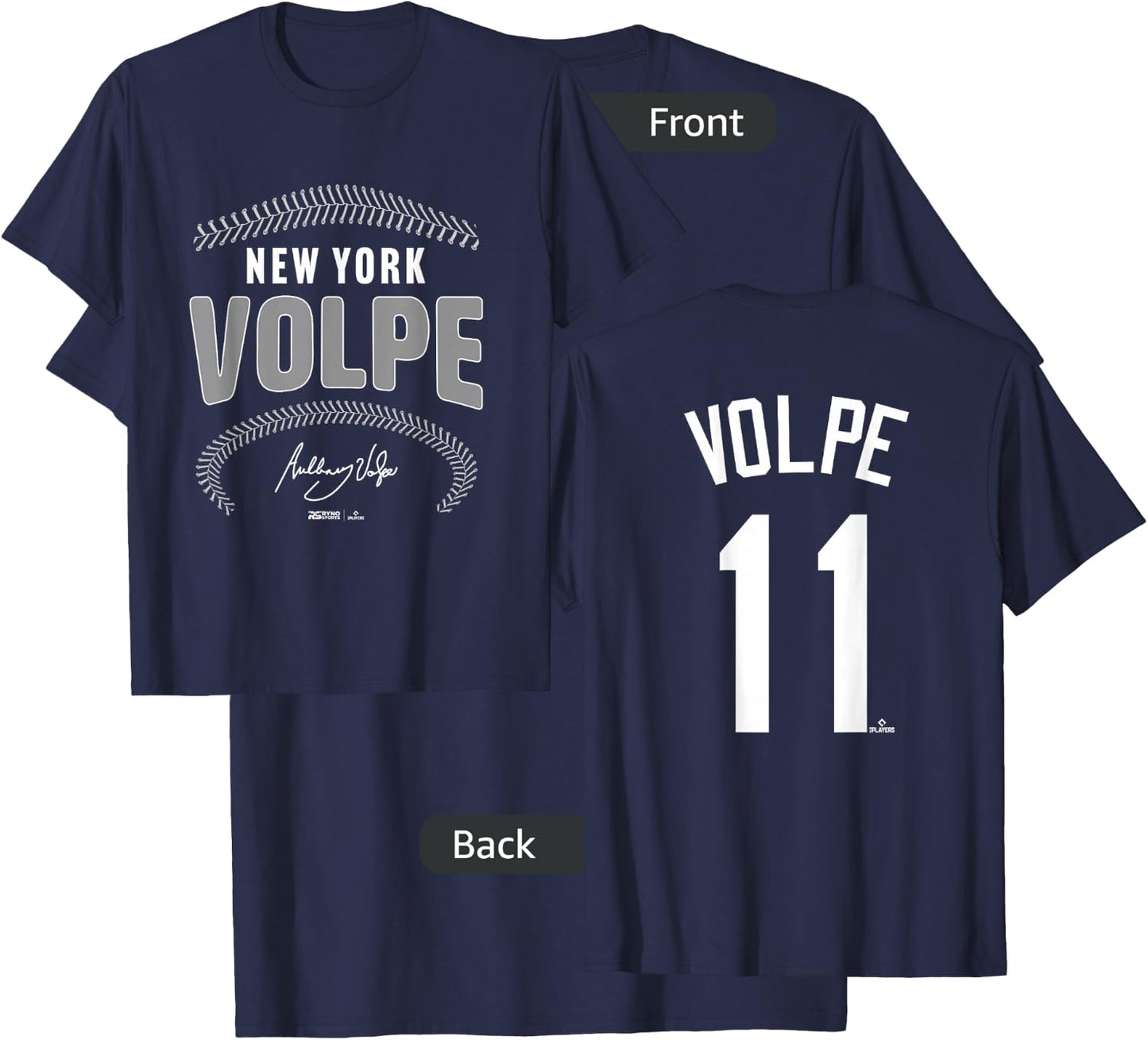 Anthony Volpe New York Baseball Name & Number (Front & Back) T-Shirt - T-Shirt | Navy