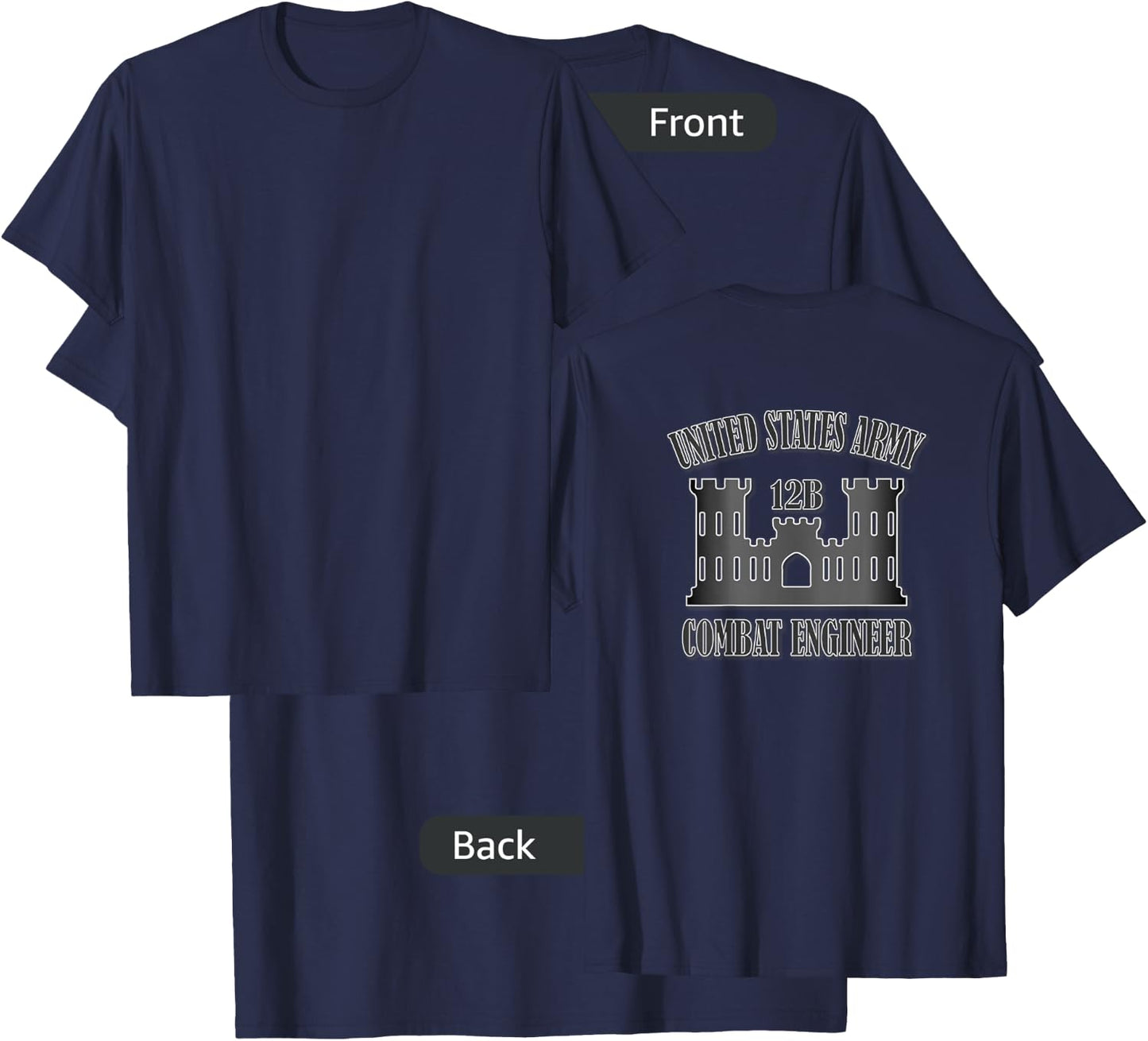 U.S. Army Combat Engineer (Back Design) T-Shirt - T-Shirt | Navy