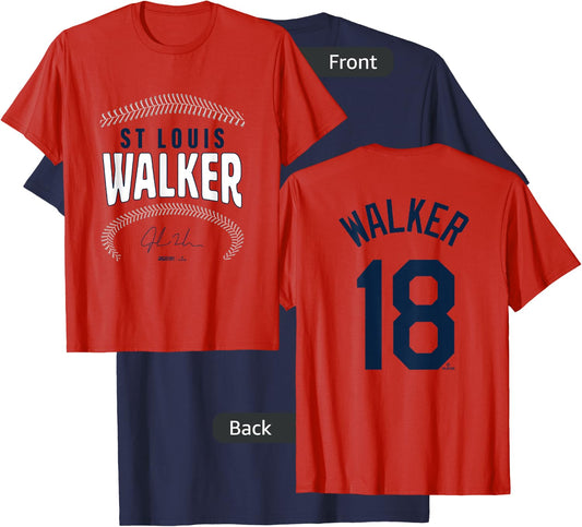 Jordan Walker St. Louis Baseball Name & Number (Front&Back) T-Shirt - T-Shirt | Navy