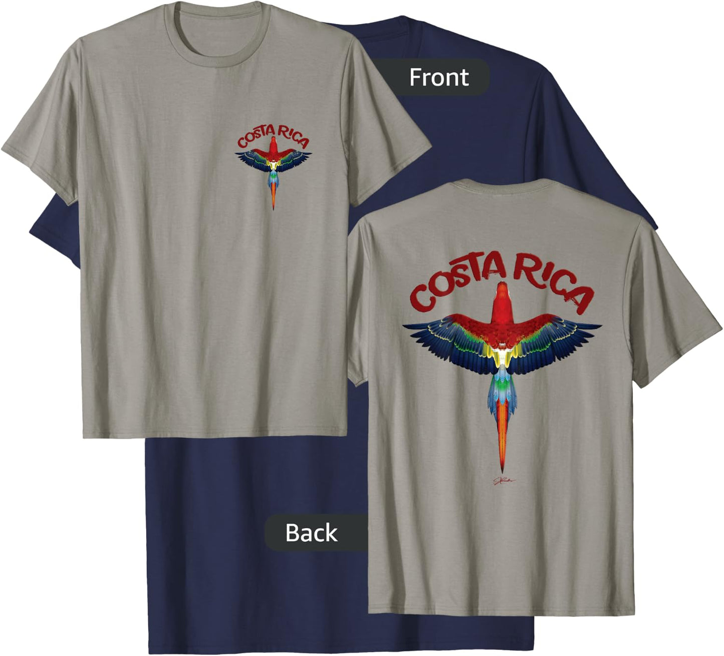 JCombs: Costa Rica Scarlet Macaw (Two-Sided) T-Shirt - T-Shirt | Navy